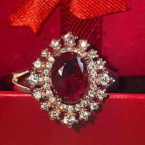 Ruby Gold Diamond Ring CZ Stones Rose Setting Victorian Bridal Design 🆕 Read On